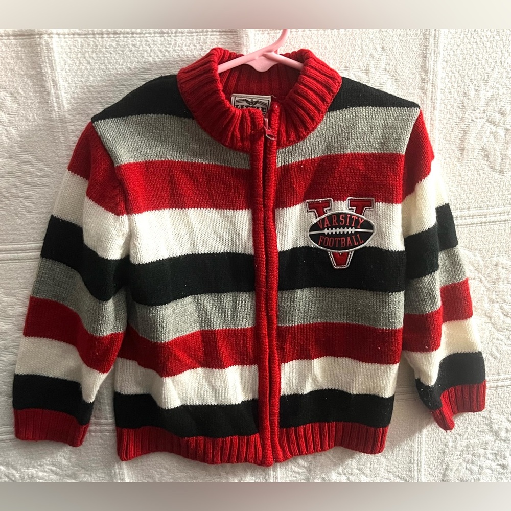 Vintage Little Rebels Zip Cardigan Football Sweater Size 4T